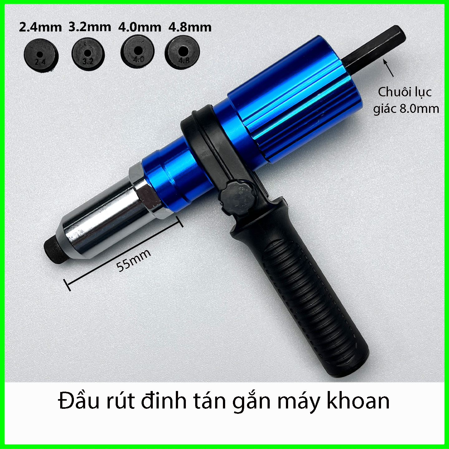 Đầu rút đinh tán gắn máy khoan cần tay - Ảnh 2