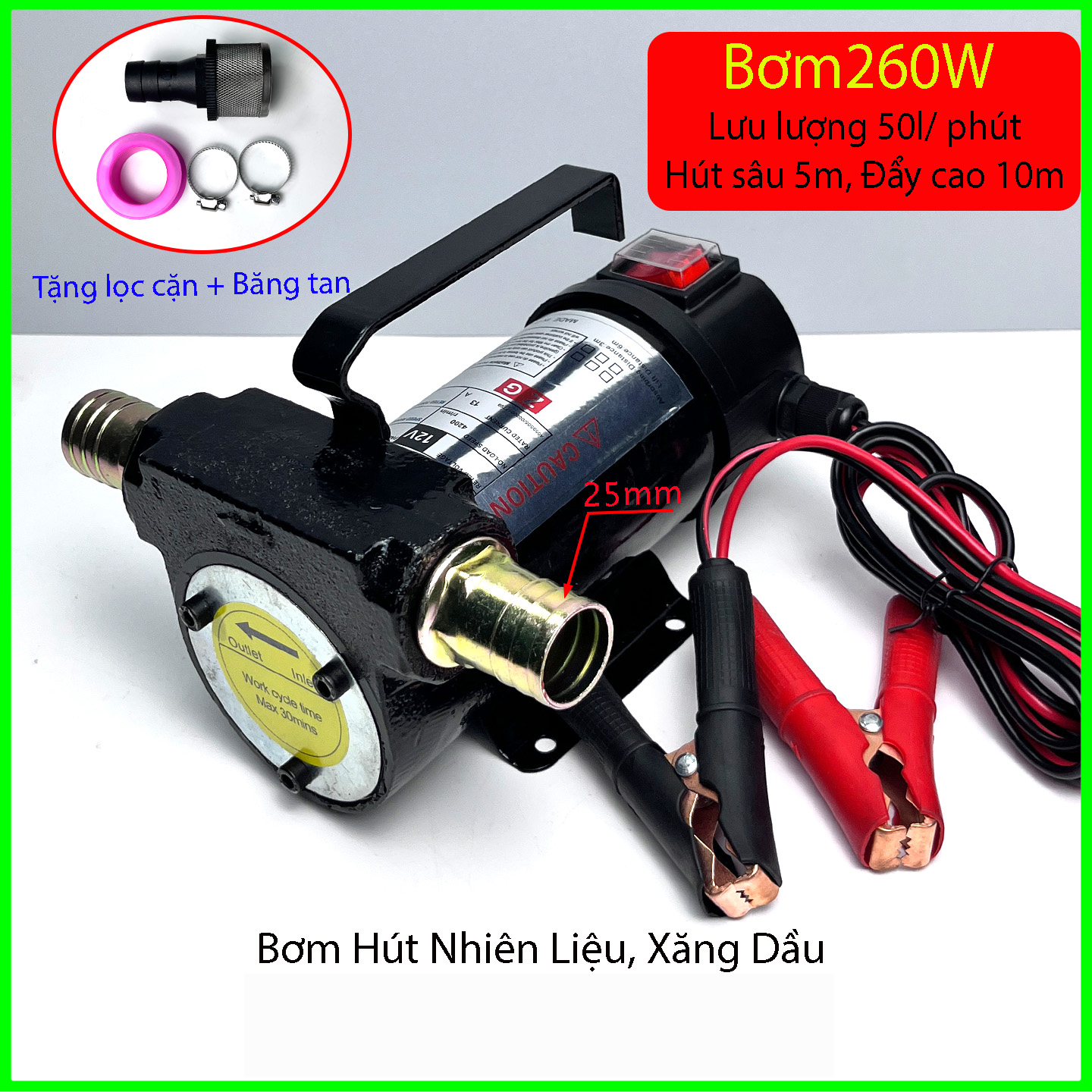 Bơm hút nhiên liệu xăng dầu 12-24V - Ảnh 7