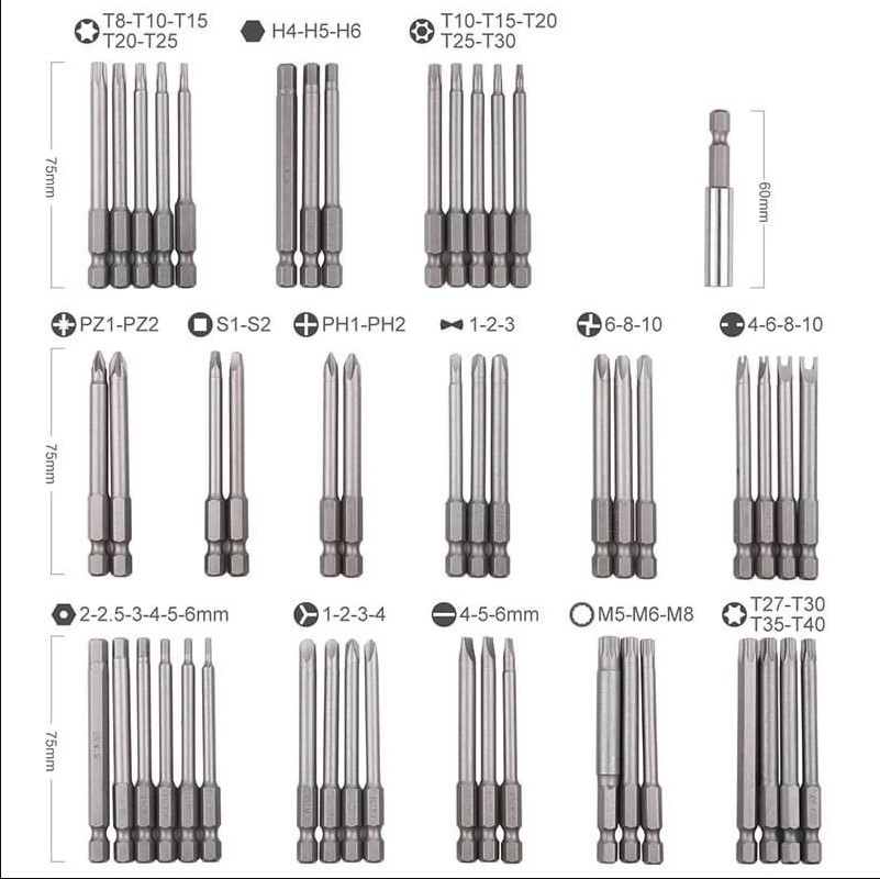 Bộ mũi tô vít đa năng chuôi lục giác 6.35mm - Ảnh 11