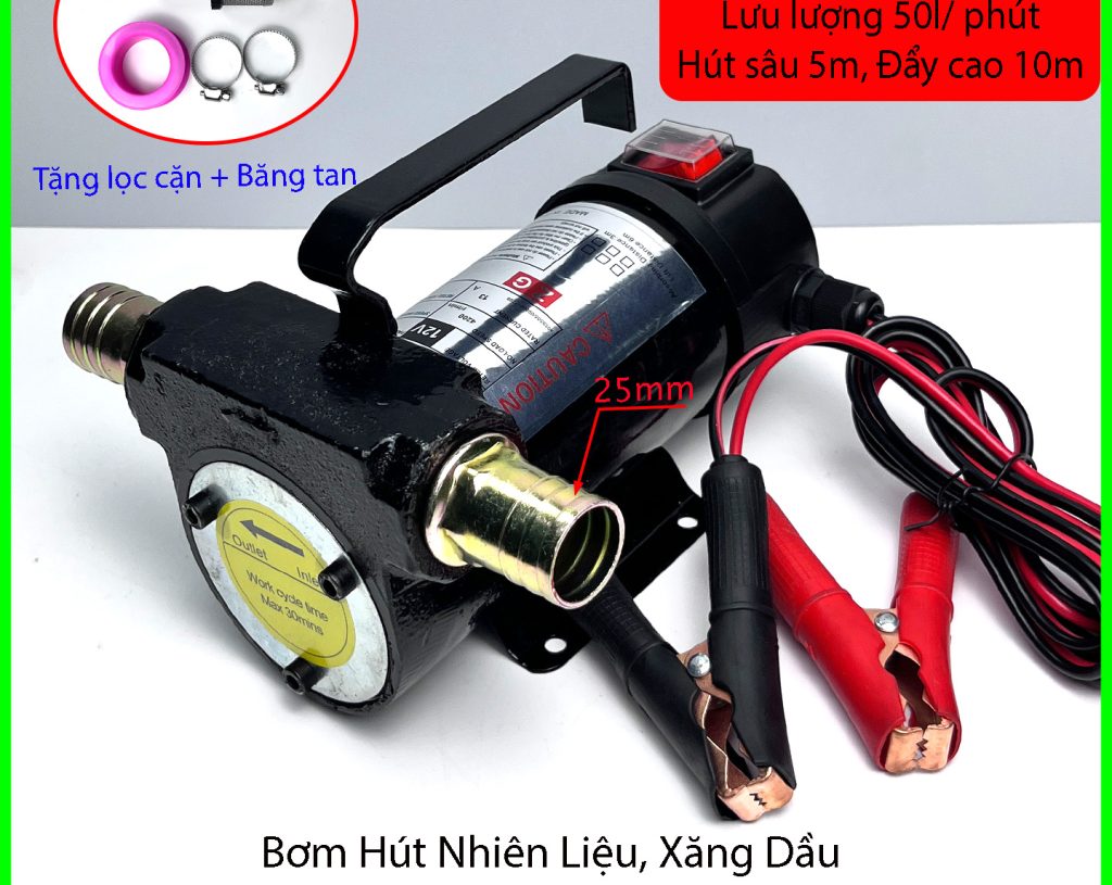 Bơm hút nhiên liệu xăng dầu 12-24V