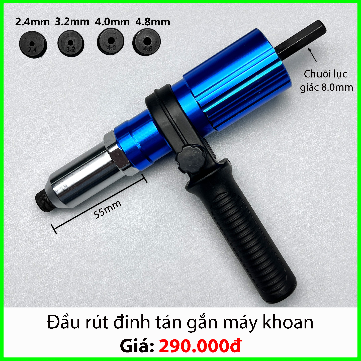 Đầu rút đinh tán gắn máy khoan cần tay